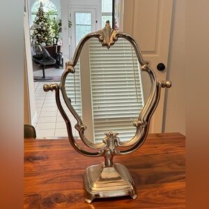 Vanity Mirror/vanity mirror in silver metal Art Nouveau
